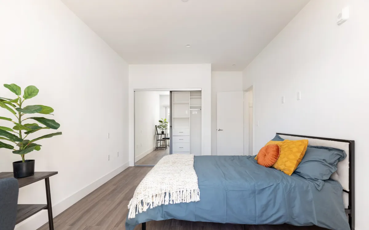 Bedroom in coliving apartments at 4749 Elmwood, Koreatown