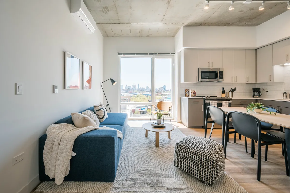 Living room in Post Chicago Apartments