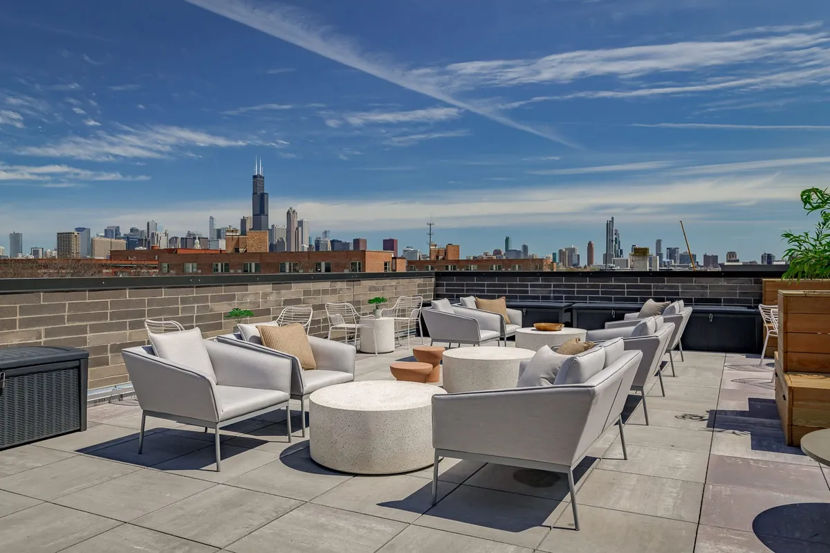 Enjoy the beautiful views of UIC and surrounding areas from the rooftop of Addams Coliving