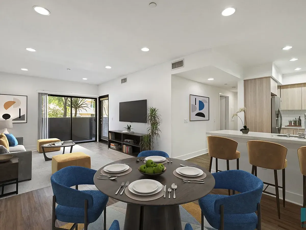 Living room in a 3-bedroom at Colby Missouri apartments in Sawtelle