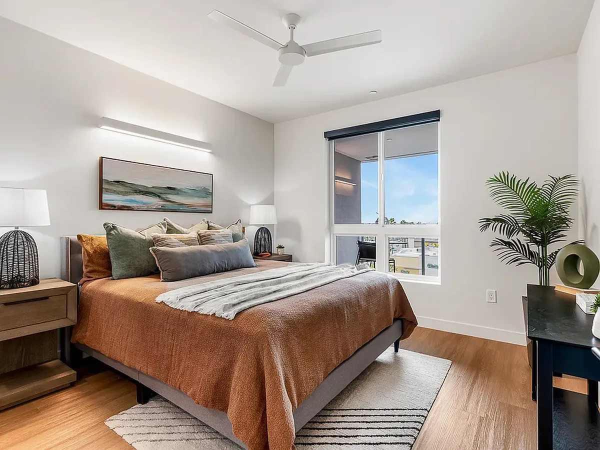 Bedroom in a 1-bedroom at Cobalt apartments in Culver City — managed by Tripalink