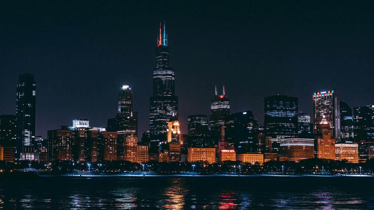 Chicago skyline at night