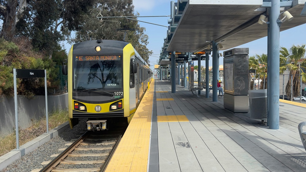 Metro Train at Palms Station in Los Angeles